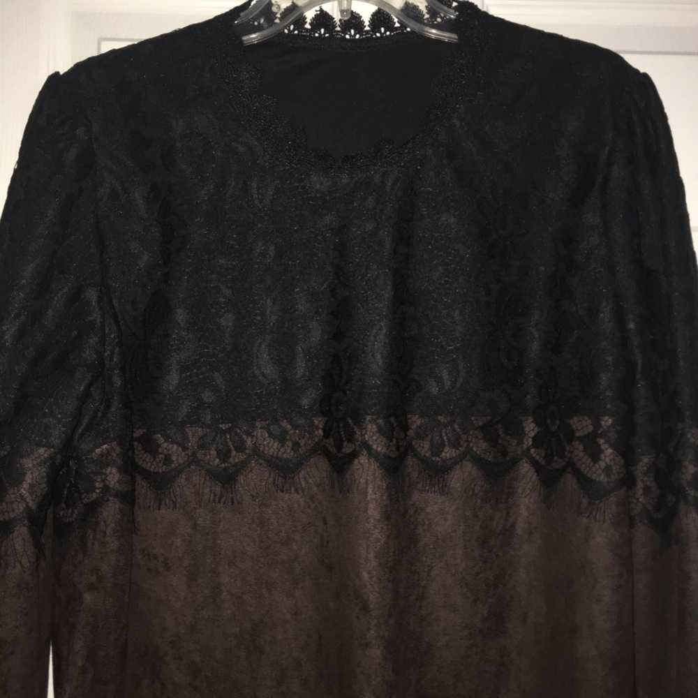 Suede and black lace tunic